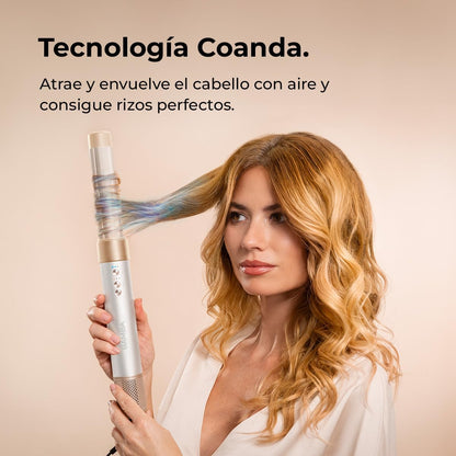 Cecotec Escova de Ar Secante Modelador Alisador Multifuncional 8 Cabeças CeramicCare AirGlam Champagne. 1400W,