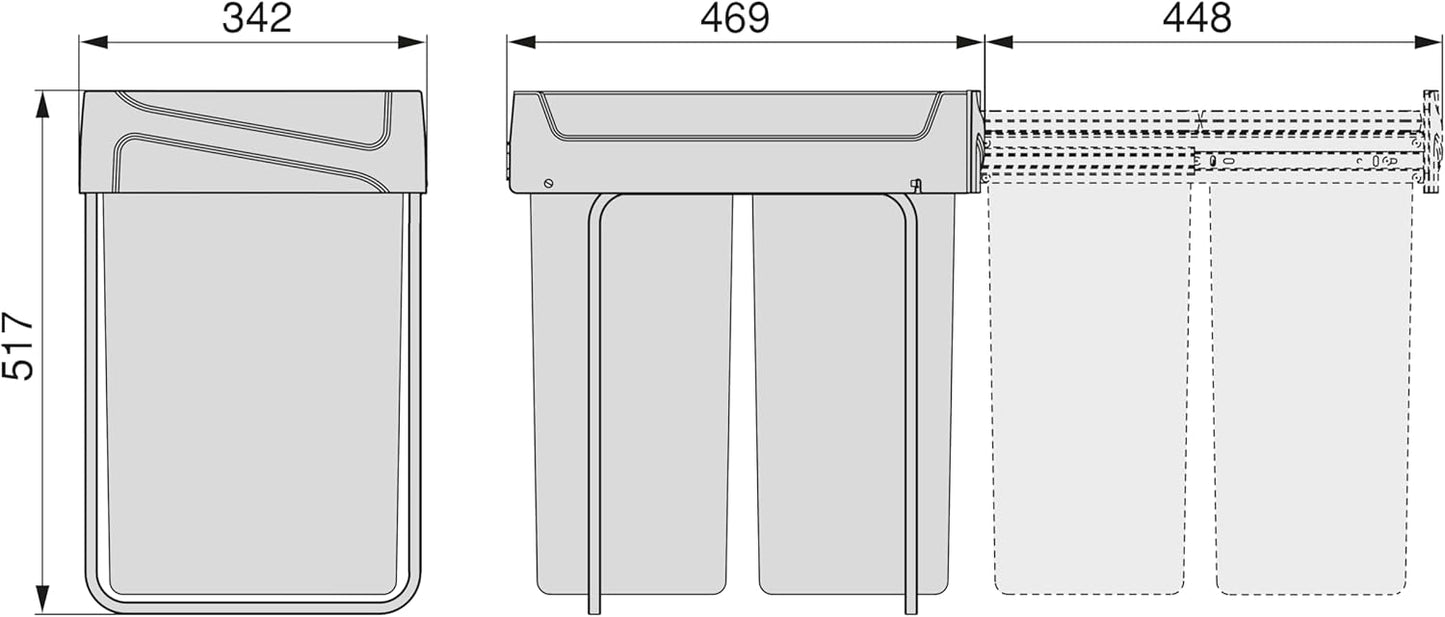 EMUCA - Recipiente de reciclagem para móvel de cozinha