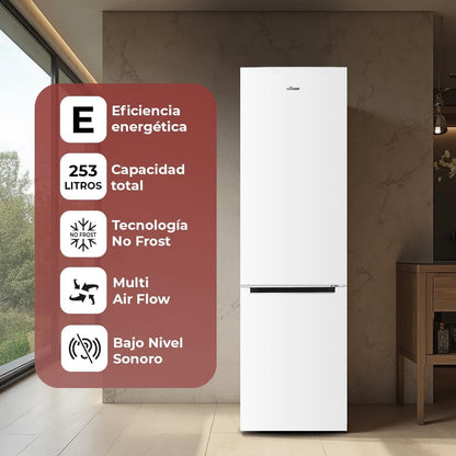 NILSON Frigorífico combinado branco, 2 portas. NC185500ENF, capacidade 253 litros,