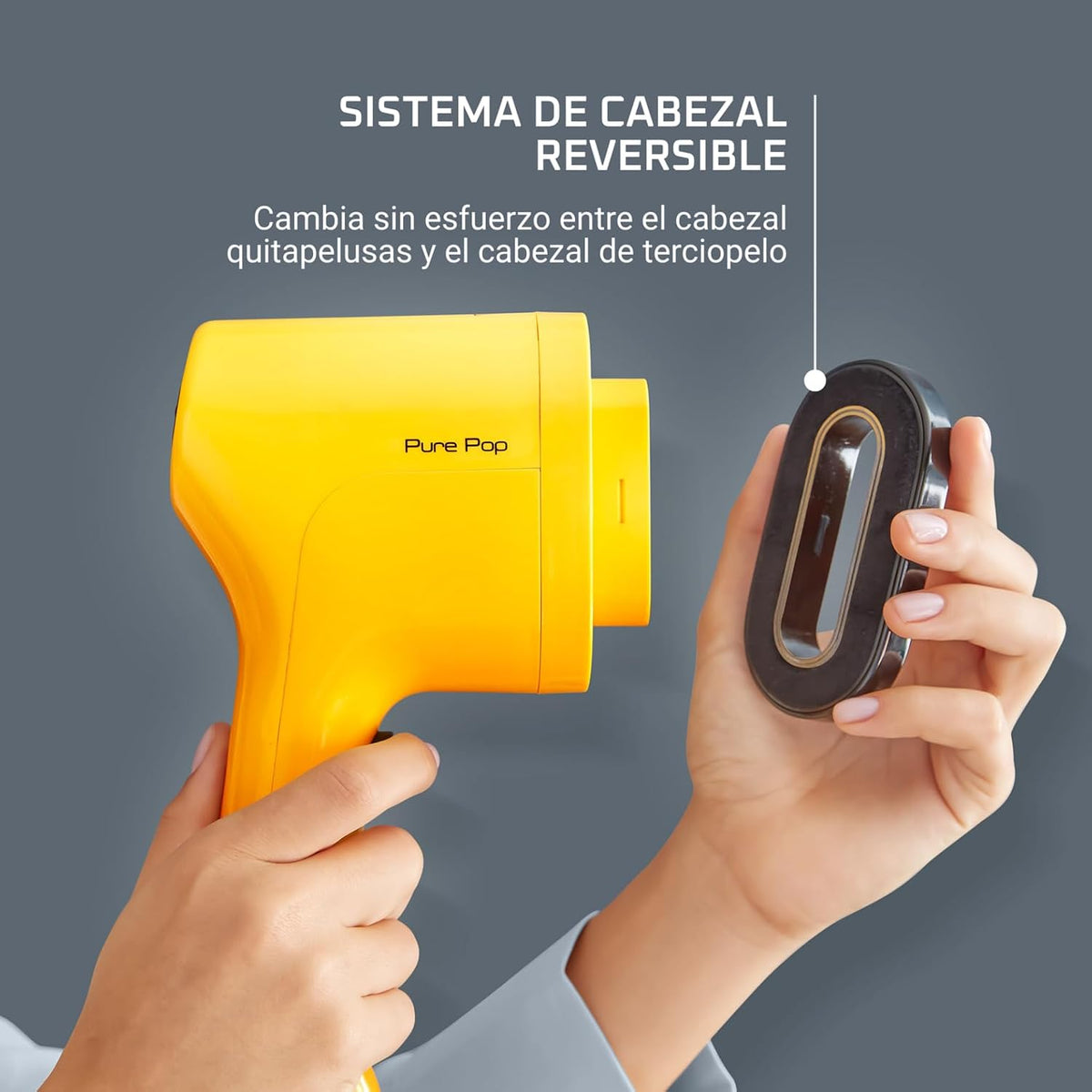 Rowenta Pure Pop - Ferro a vapor de 1300 W com saída de vapor de até 20 g/min que plancha e purifica, elimina pêlos e pelos, cabeças reversíveis, design para viagem, cor amarelo, DR2026