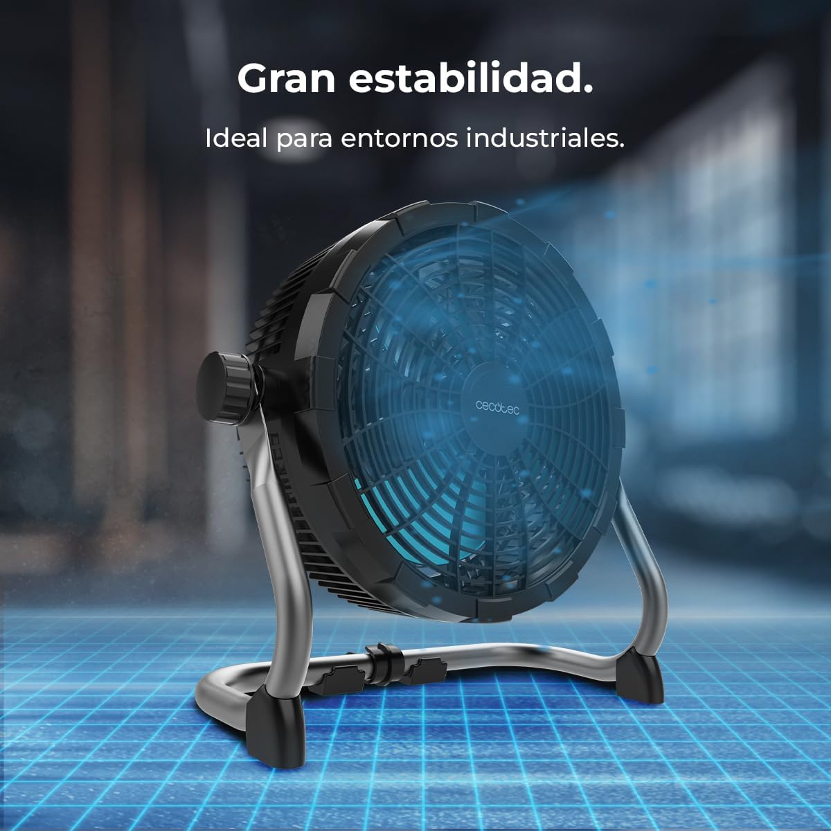 Cecotec Ventoinha de chão industrial Proindustry portátil. 12000 Mah, diâmetro 25,4 cm, 9 velocidades, bateria potente, design robusto, inclinação ajustável, grade de proteção, fácil transporte