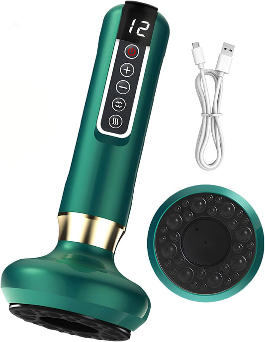 Dispositivo de ventosa elástica, massajador anti-celulite para pernas/abdômen/braços, dispositivo anti-celulítico, equipamento de drenagem linfática com 12 programas e 4 modos (verde)