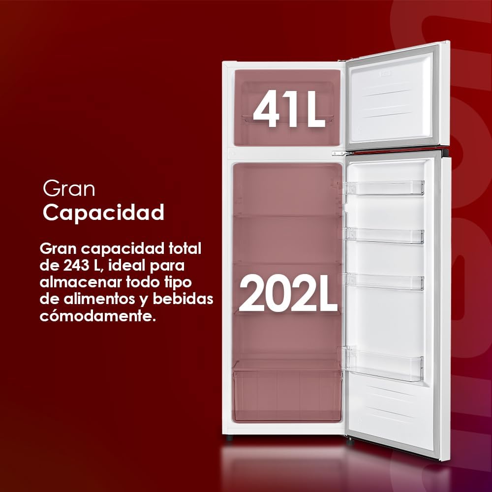 Nilson Frigorífico 2 portas, branco NF165500E. Capacidade 243 l, porta reversível, baixo nível sonoro, eficiência energética classe E [Classe energética E]