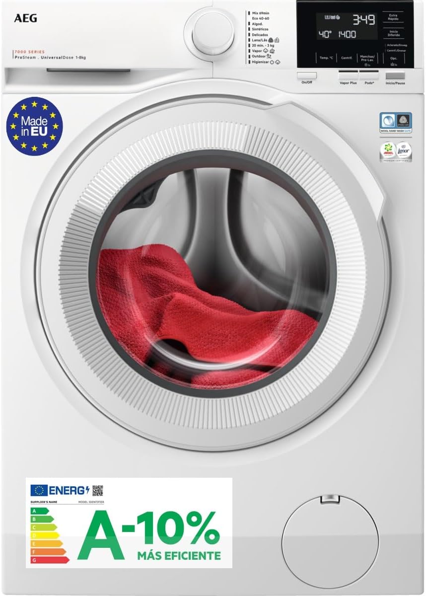 AEG LFR7184N2V, Máquina de Lavar de Carregamento Frontal 8 Kg,