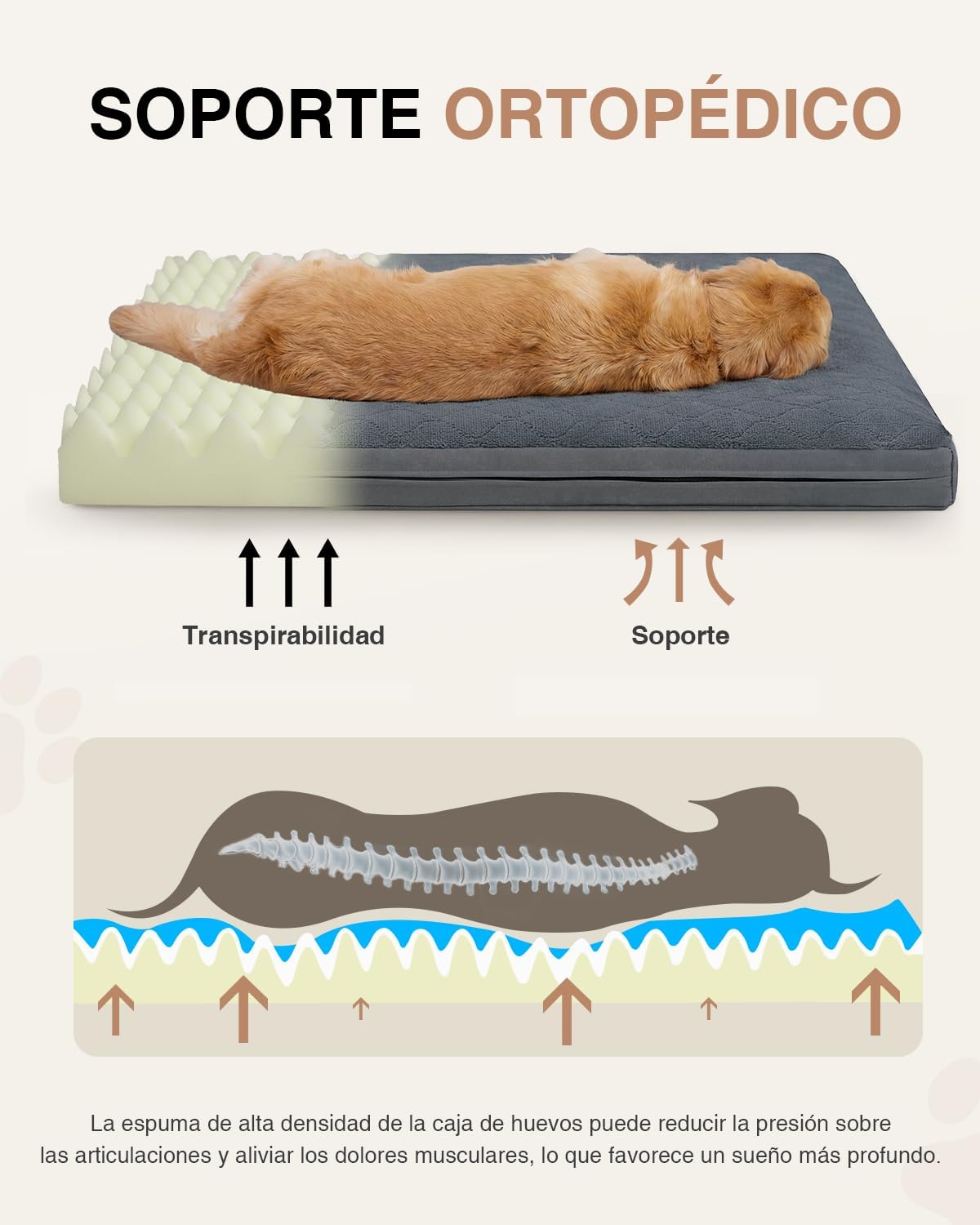 Cama cão grande - 104 x 68 x 8 cm, colchão impermeável para cães, uma face de pele sintética