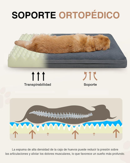 Cama cão grande - 104 x 68 x 8 cm, colchão impermeável para cães, uma face de pele sintética
