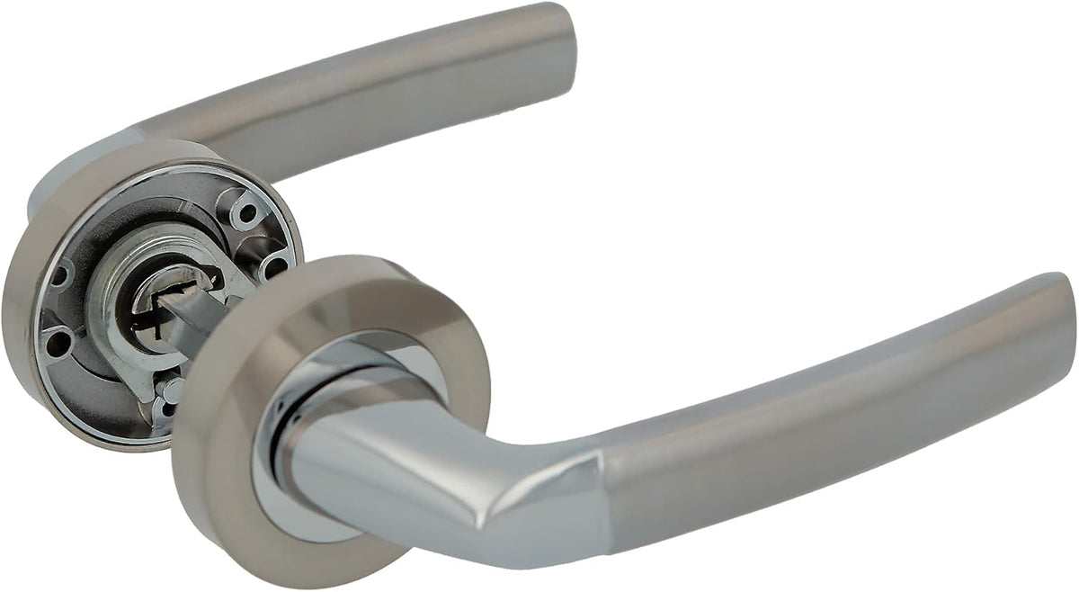 Amig - Conjunto de anéis com roseta de Zamak para portas - Mod. HISA Ø 52 mm, quadrado de 8 mm, design elegante e simples, alumínio níquel escovado