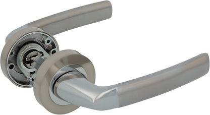 Amig - Conjunto de anéis com roseta de Zamak para portas - Mod. HISA Ø 52 mm, quadrado de 8 mm, design elegante e simples, alumínio níquel escovado