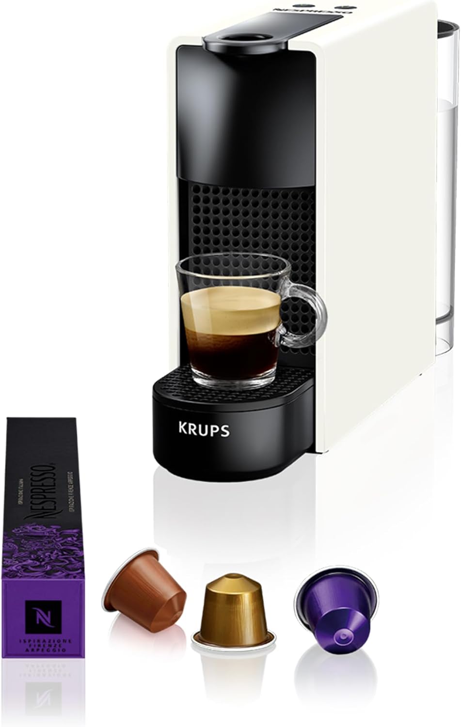 Nespresso Krups Essenza Mini XN1101PR5 - Máquina de Café Monodose de Cápsulas Nespresso, Compacta, 19 Bares, Desligamento Automático, Cor Branco