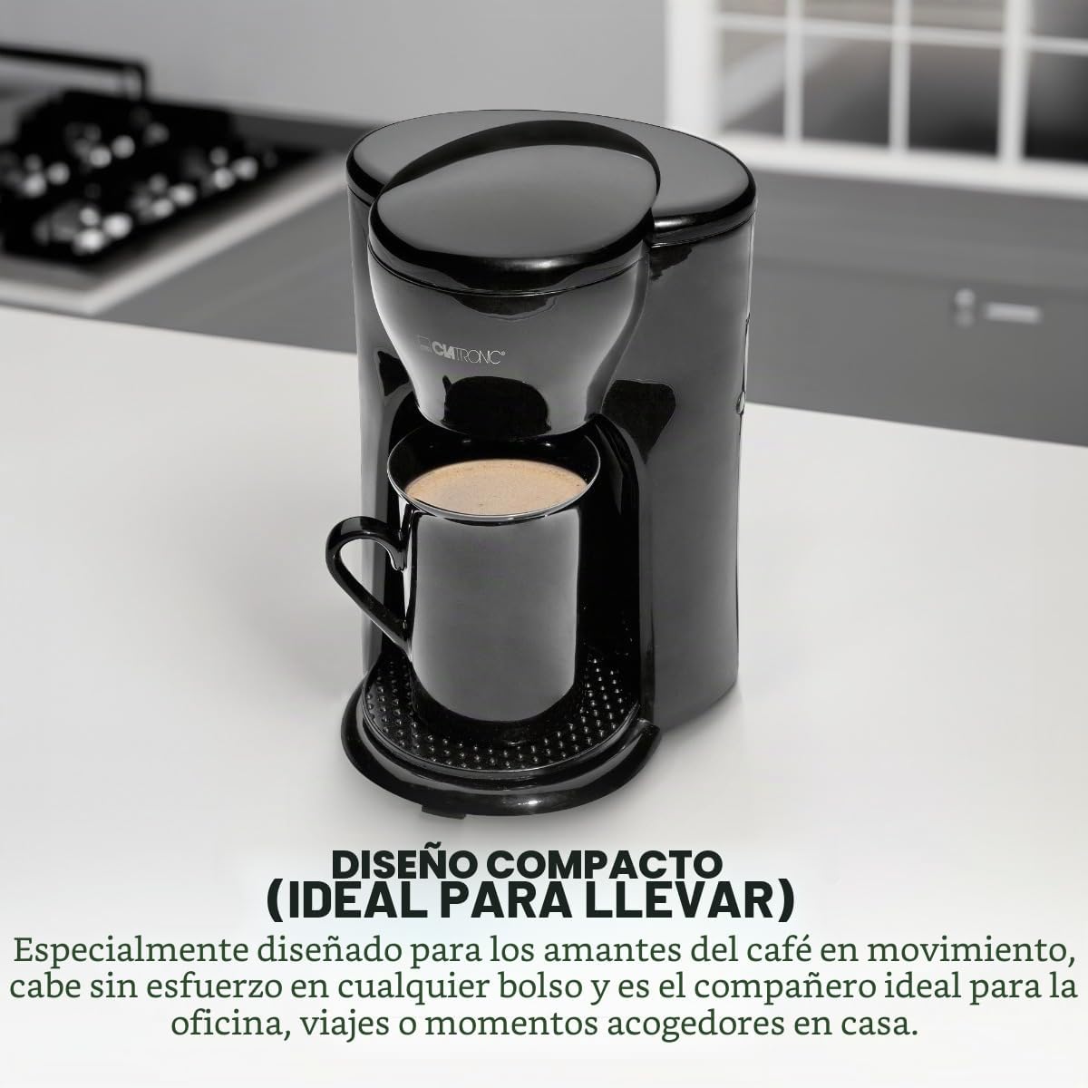 Clatronic Cafeteira 1 caneca | Cafeteira de filtro | Caneca de cerâmica incluída no volume de fornecimento, filtro permanente de nylon (removível), ideal para transportar, KA 3356