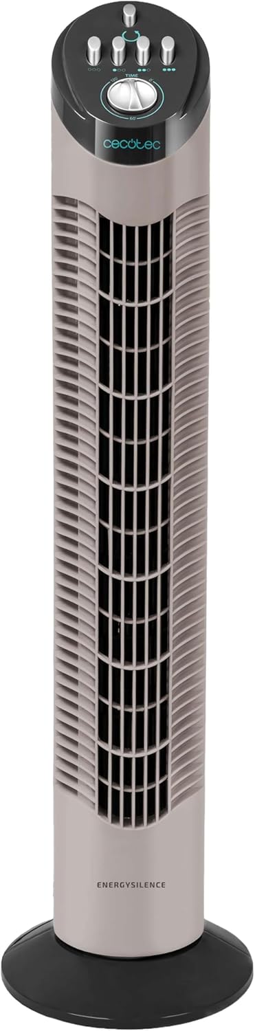 Cecotec Ventoinha de torre com temporizador EnergySilence 790 Skyline. 50 W, 30 '' (76 cm) de altura, controlo mecânico, oscilante, motor de cobre, 3 velocidades