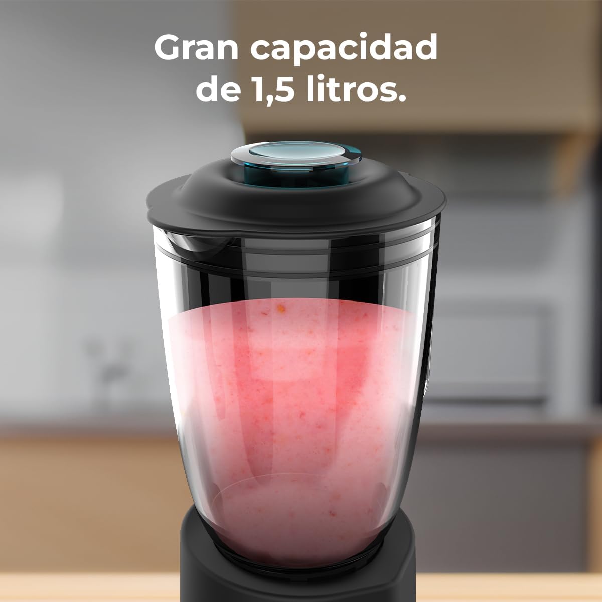 Cecotec Liquidificador de Copo Power Black Titanium 2300Max Mix Go. 2300W de Potência Máxima, 1,5L de Capacidade, 5 Velocidades, 6 Lâminas com Revestimento de Titânio Preto e Jarra Termorresistente