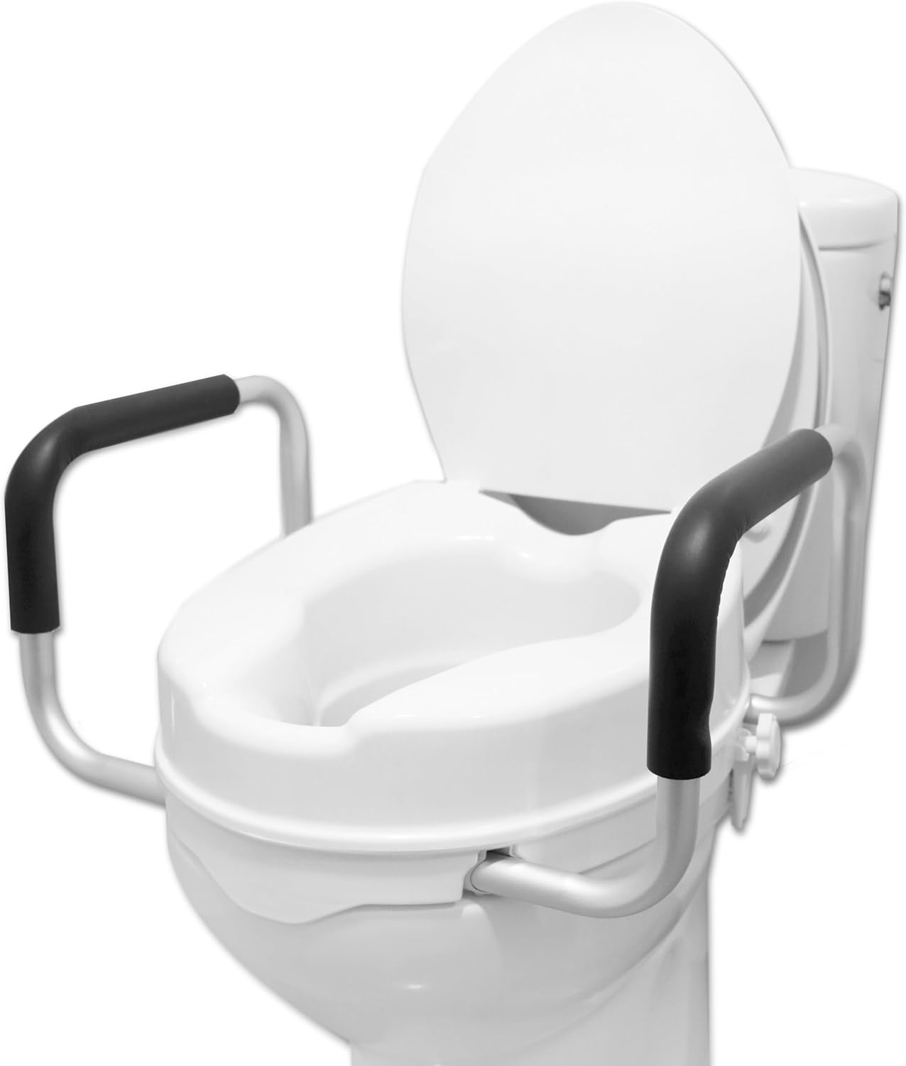 PEPE Mobility Elevador WC adulto com apoio de braços e tampa, 10 cm de altura,