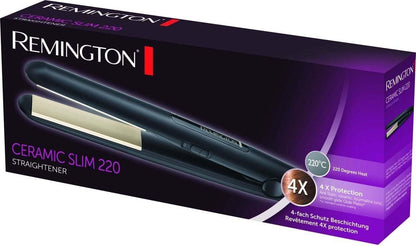 Remington Ferro de cabelo Ceramic Slim, placas flutuantes extra-longas, cerâmica anti-estática, Turmalina, camada protetora de Teflon, proteção e brilho, 2 temperaturas até 220°C, S1510