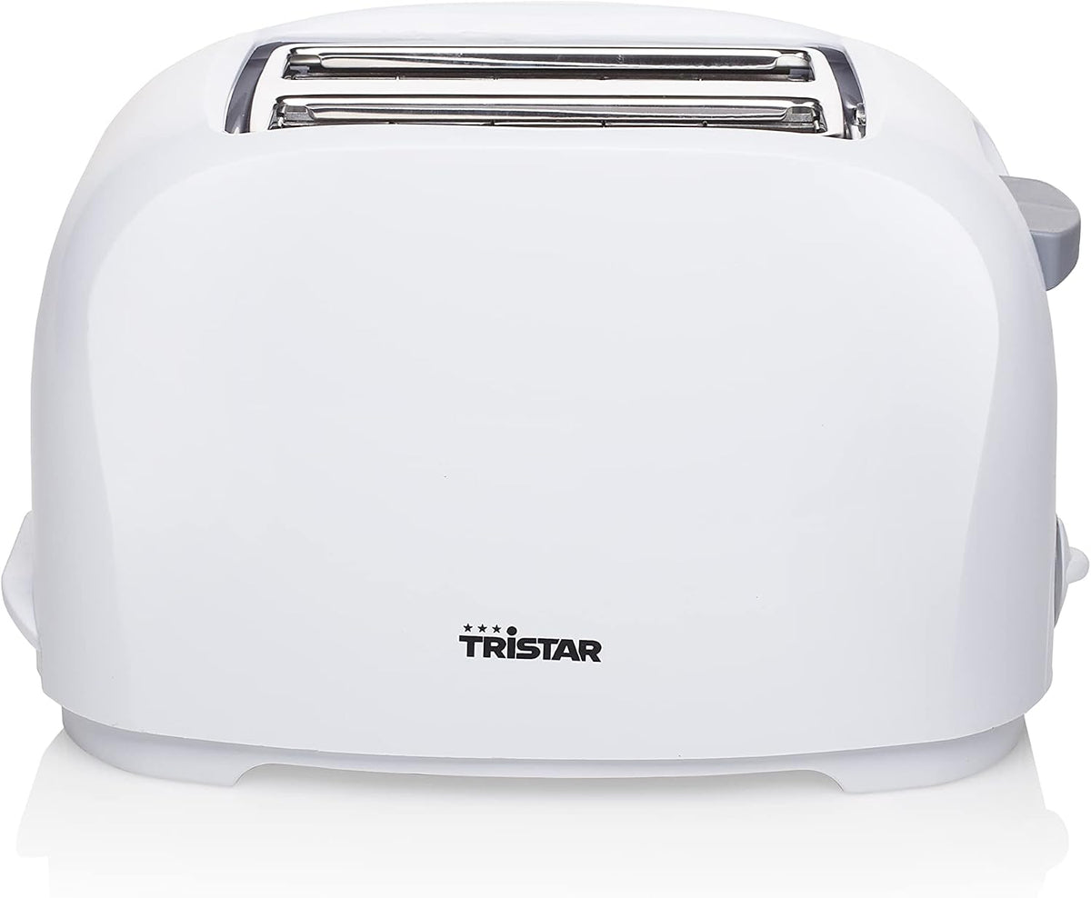 Tristar BR-1013 Torradeira para 2 fatias de pão, 2 ranhuras curtas, 6 níveis de tostado, bandeja para migalhas removível, função de descongelar ou reaquecer, 800 W