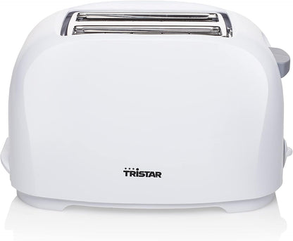 Tristar BR-1013 Torradeira para 2 fatias de pão, 2 ranhuras curtas, 6 níveis de tostado, bandeja para migalhas removível, função de descongelar ou reaquecer, 800 W