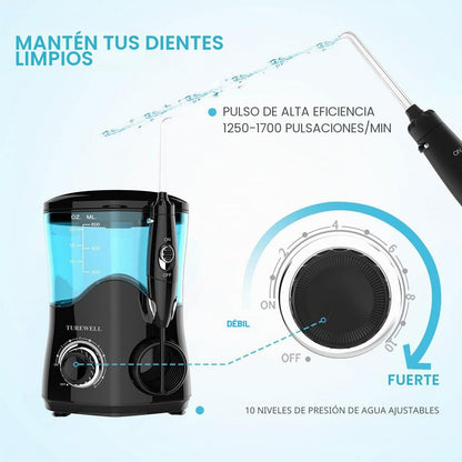 TUREWELL Irrigador dentário, irrigador bucal profissional com 8 bicos multifuncionais