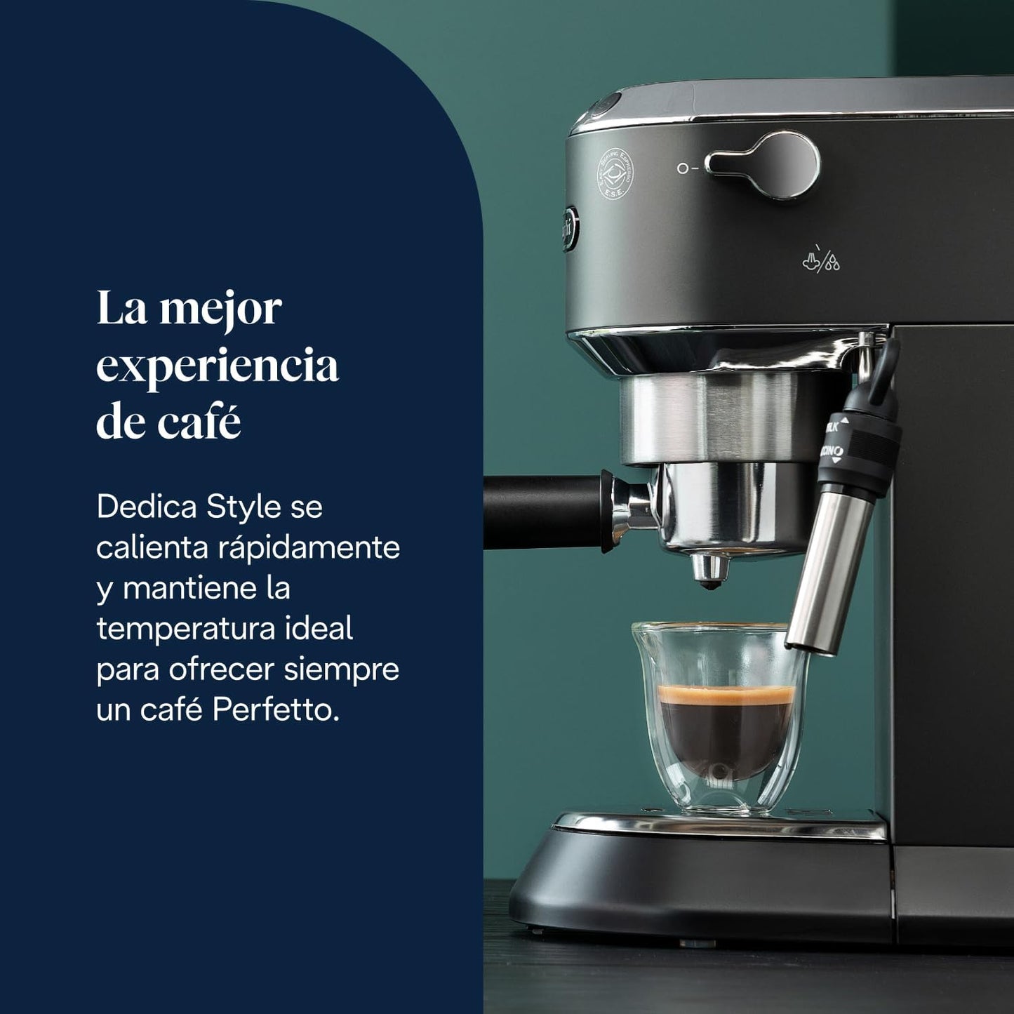 De'Longhi Dedica - Máquina de café com bomba de aço inoxidável para café moído ou monodose