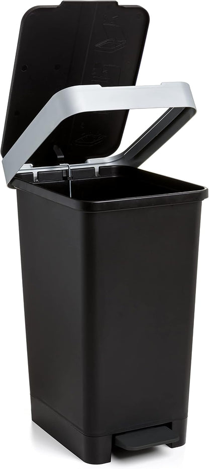 Tatay Balde do lixo inteligente, 26 x 36 x 47 cm, uso interior e exterior Cubo do lixo, capacidade de 25 l, abertura com pedal, sem BPA, design compacto, compatível com sacos de 30 L, preto