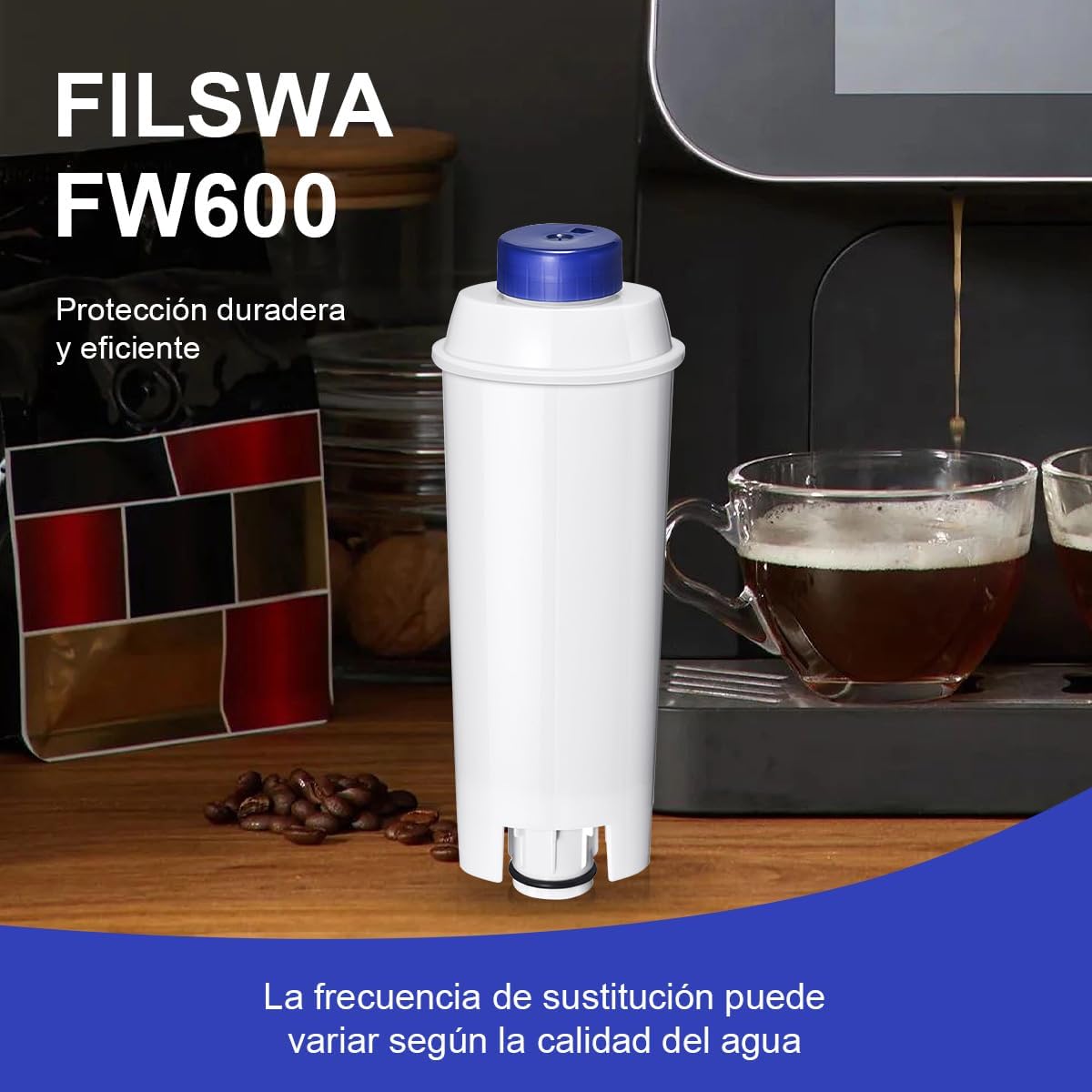 Filtro de Água Filswa para Máquinas de Café De’Longhi ECAM – Compatível, 4 Unidades