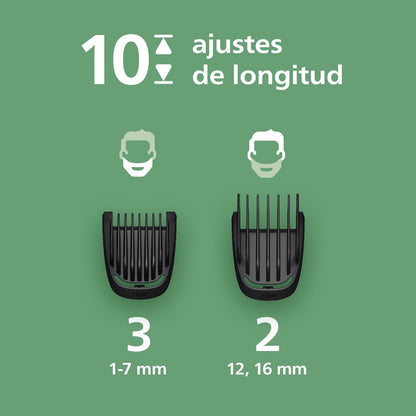 Philips Recortadora Todo En Uno series 3000, Kit 7 em 1, Aparador e corta-pelos para homem para rosto e cabelo, barba, lâminas autoafiáveis suaves com a pele, 10 comprimentos, MG3930/15