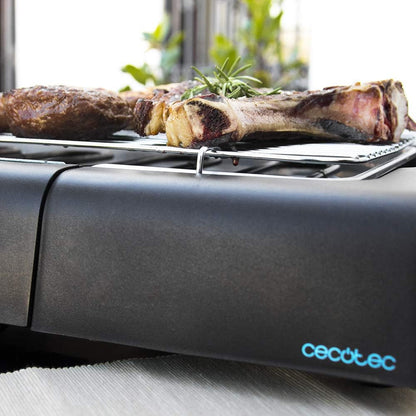 Cecotec Churrasqueira Elétrica de Mesa de Jardim PerfectSteak 4200 Way. 2400W, Grelha Inox, Temperatura e Altura Ajustável a 3 Níveis, 18/10 Aço, Cor Preto Aço