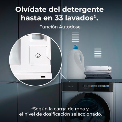 Cecotec Máquina de lavar roupa 10 Kg Carregamento frontal Autodose Bolero DressCode 10900 Autodose Inverter FullColor A 1400RPM, Baixo Consumo, Ecrã FullColor 10,3", 11 Programas, Motor Inverter Plus [Classe energética A]
