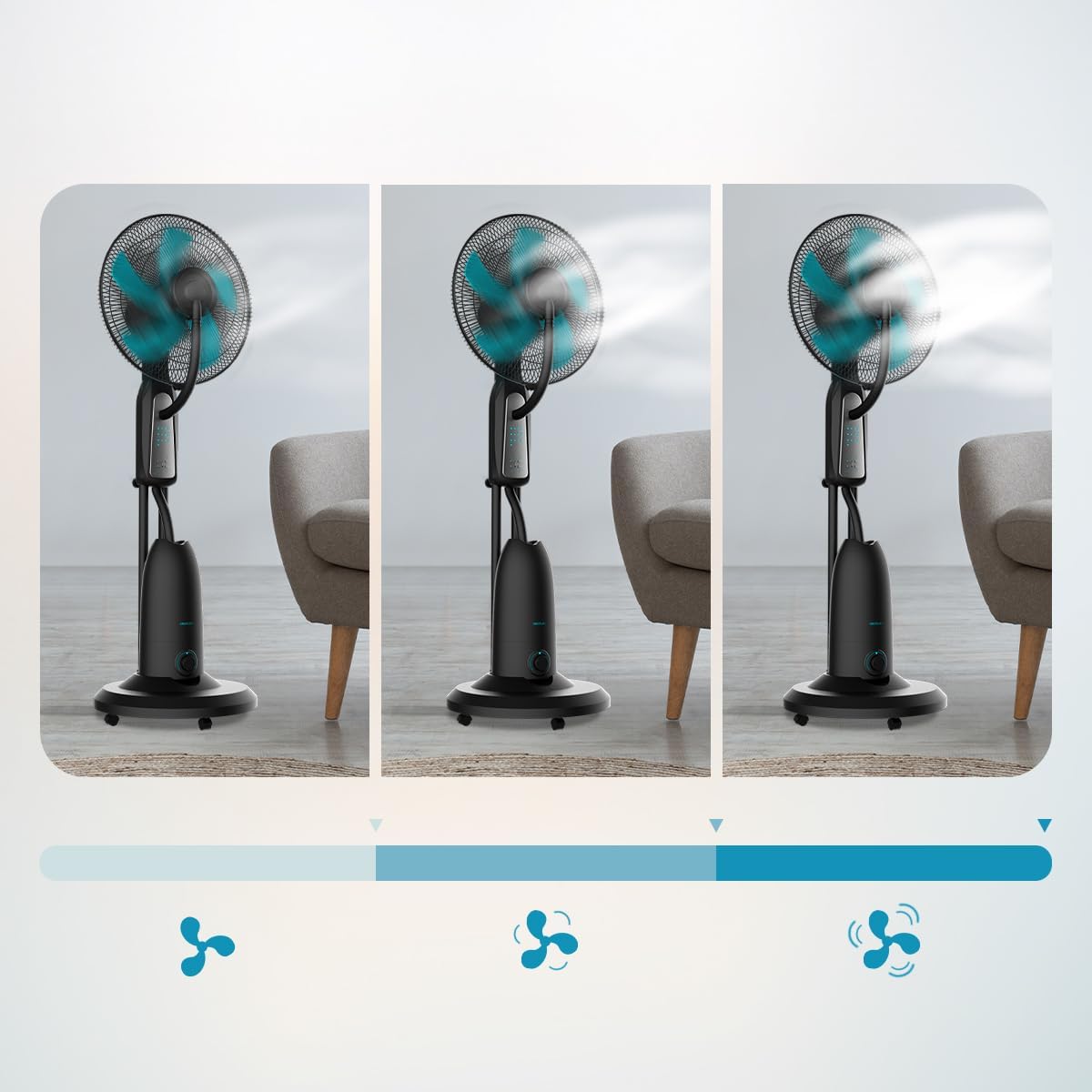 Cecotec Ventoinha de nebulizador de água com controlo remoto EnergySilence 490 Freshessence. 90W, diâmetro de 16", 5 pás, depósito de 2,8 l, temporizador 7,5 h, indicador LED e oscilação