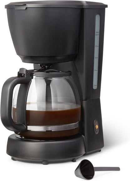 Amazon Basics - Cafeteira com filtro, jarro de vidro de 1,25 litros/10 chávenas, 29 minutos de manutenção de calor, 1000 W, preto, tomada UE