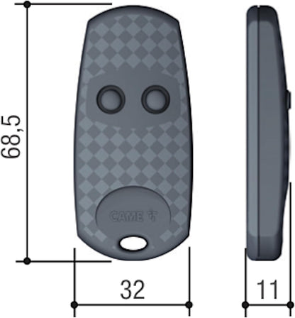 CAME TOP432EE - Controlo remoto multiusuário de 2 canais, compatibilidade exclusiva CAME, função de auto-aprendizagem, confortável e seguro para controlo de acessos