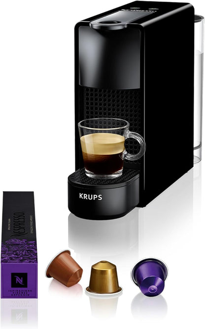 Minipiano Nespresso Essenza preto XN1108 Práctica, 19 Bares, 2 Opciones café, Calentamiento rápido, Apagado automático, Incluye pack cápsulas bienvenida, XN1108