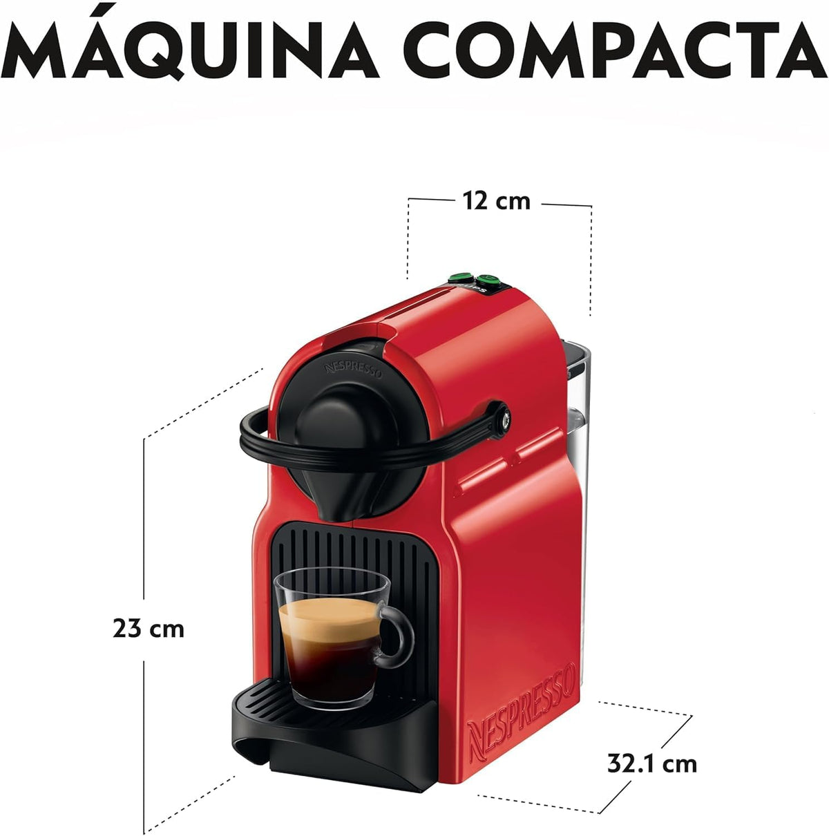 Krups Nespresso Inissia XN1005 - Máquina de café monodose de cápsulas Nespresso, 19 bares, desligamento automático, capacidade de 0,7L, design compacto, modo eco, cor vermelho, inclui kit de