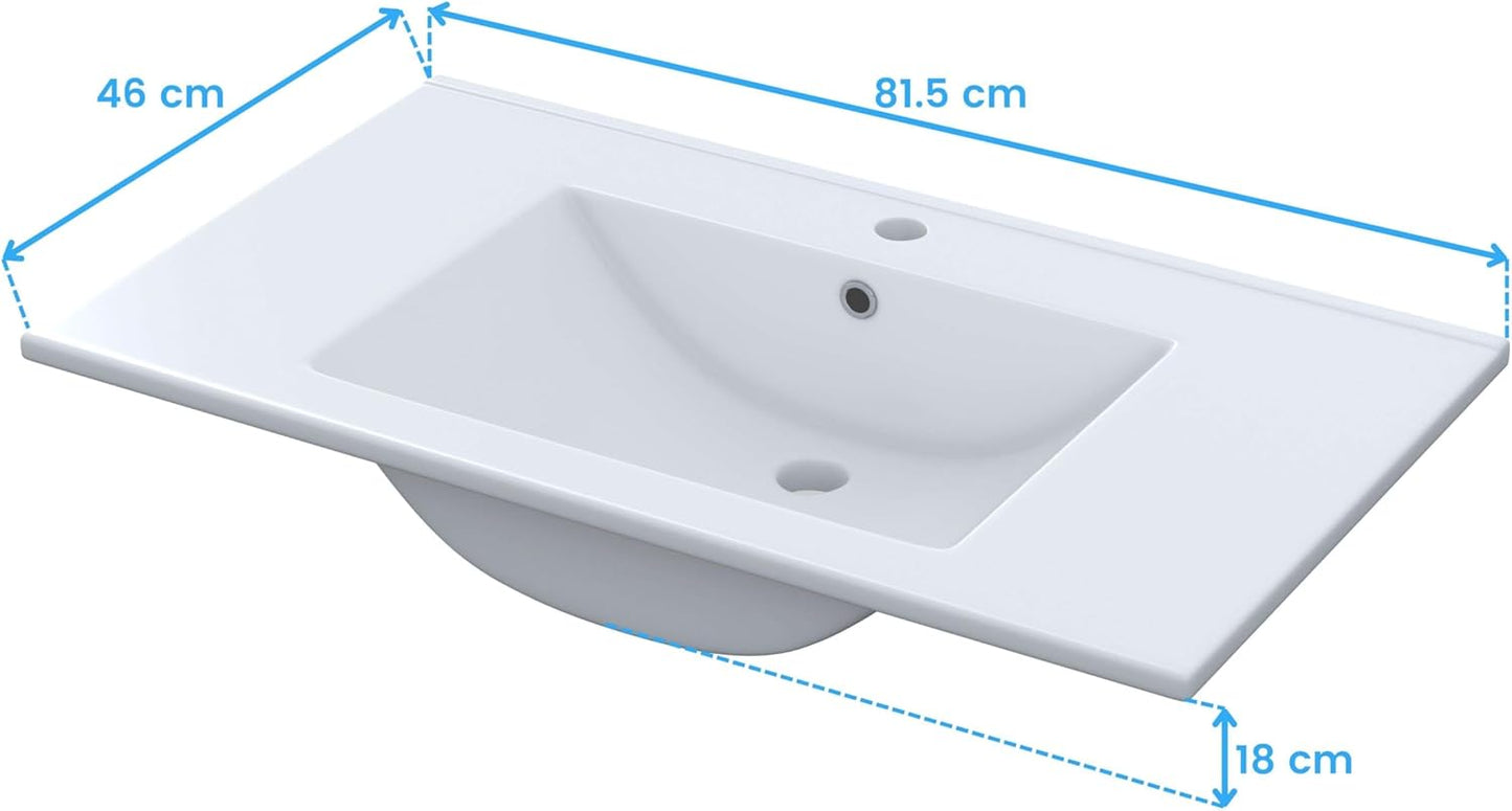 RKITMOBEL Lavabo PMMA Cor Branco, 81,5x13x46