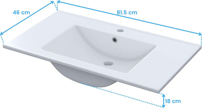 RKITMOBEL Lavabo PMMA Cor Branco, 81,5x13x46