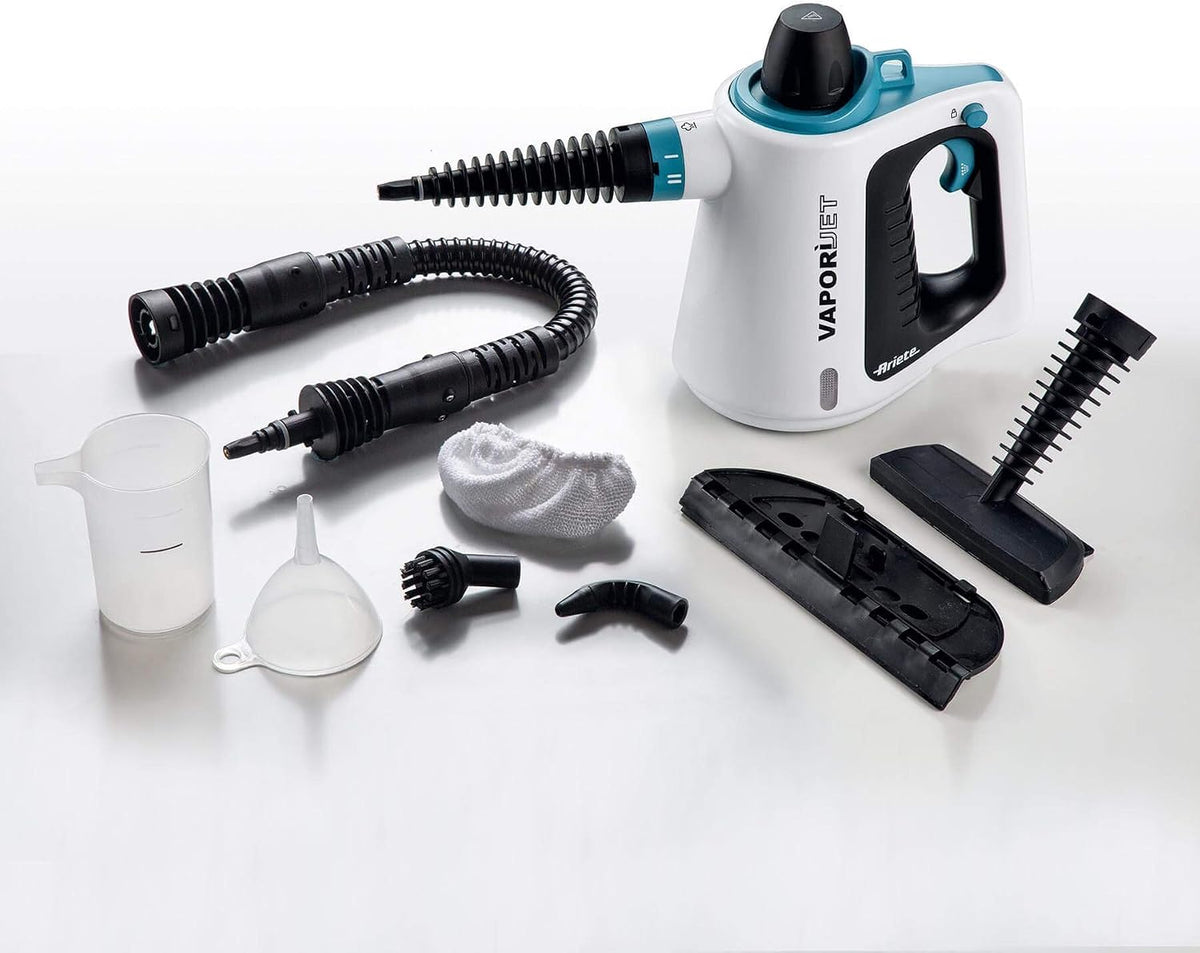 Ariete 4137 - Pistola de vapor, 1.050 W, 3,5 bar, capacidade 0,17 l, tampa de segurança, caldeira em alumínio, 8 acessórios de limpeza, vapor por 8 minutos, aquecimento em 3 minutos, cor branco
