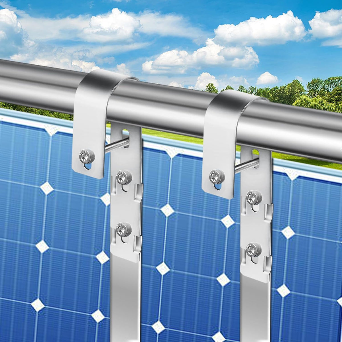 Suporte de Fixação para Painéis Solares – 2 Ganchos Universais para Varanda