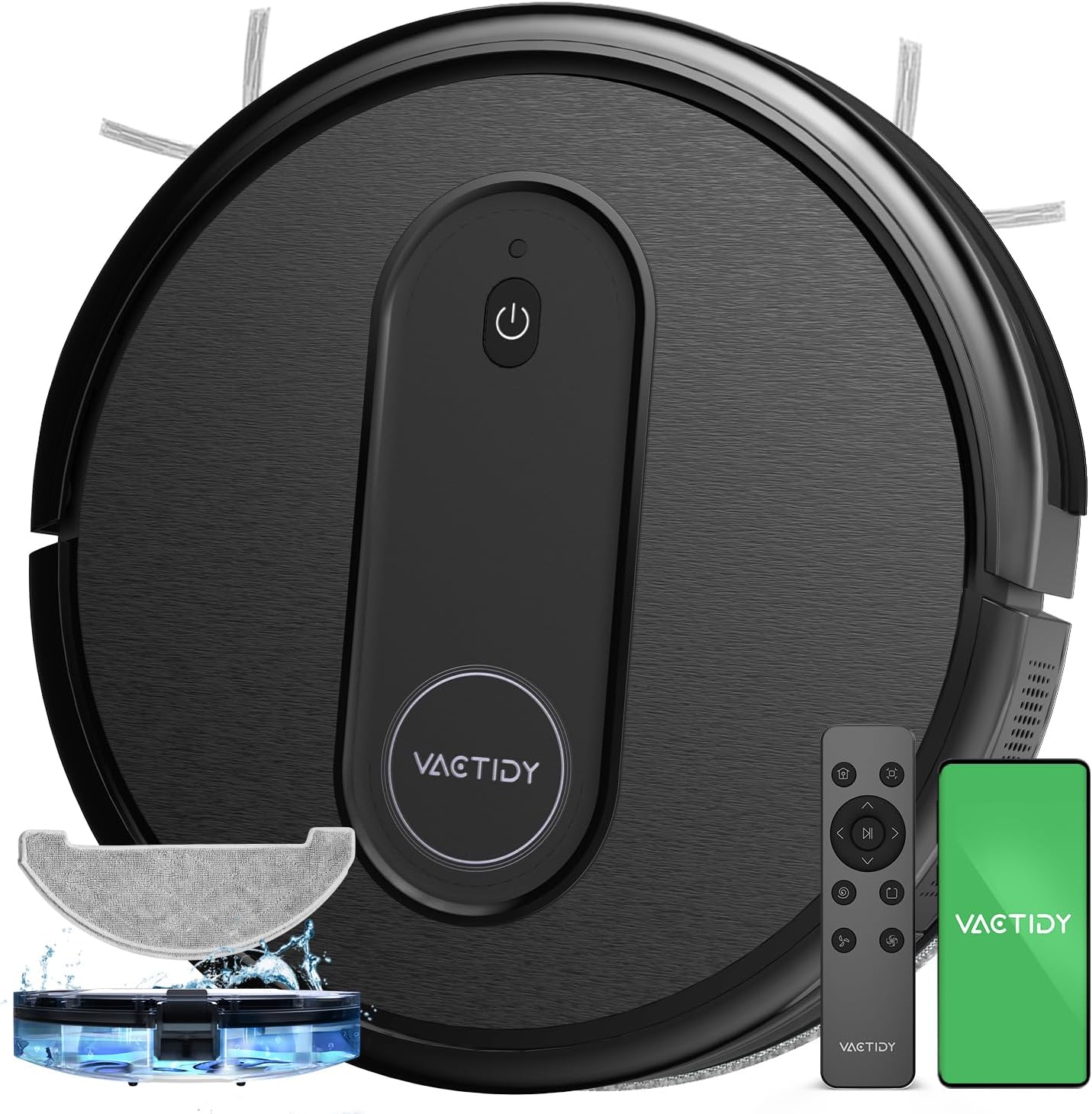 Vactidy Robot aspirador T7, robot aspirador e esfregona com sucção potente, tanque de água, até 120 minutos,
