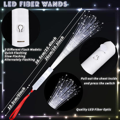 Pacote com 152 varinhas de fibra óptica brancas, varinhas luminosas de LED, a granel com 3 modelos piscantes, bastões piscantes para brilhar no escuro, lembrancinhas de festa de aniversário, casamento, Halloween, Natal, 8 cores