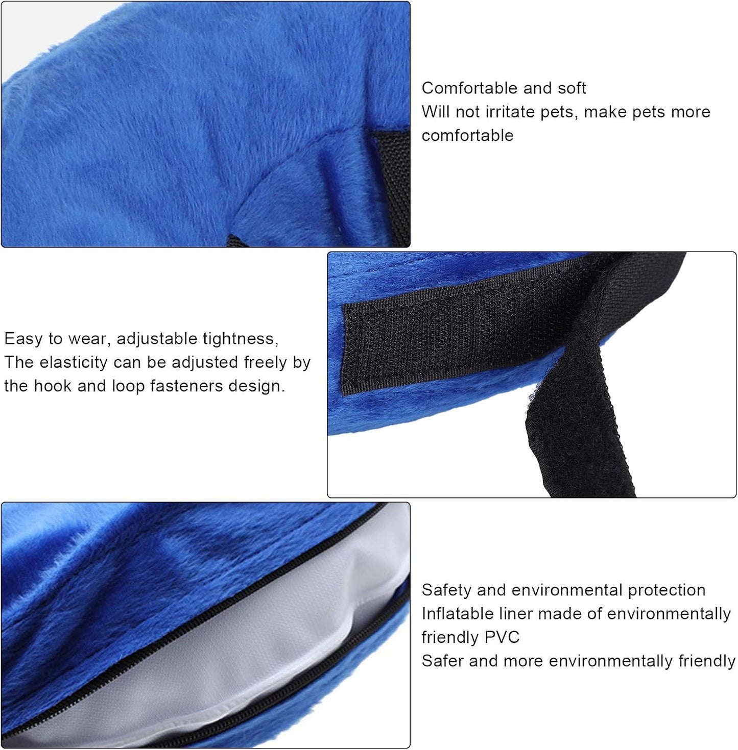 Collar Inflable para Protector de Cuello Suave y Cómodo para Recuperación de Mascotas, Collar Ajustable de PVC en Azul, 1 Unidad (XS)