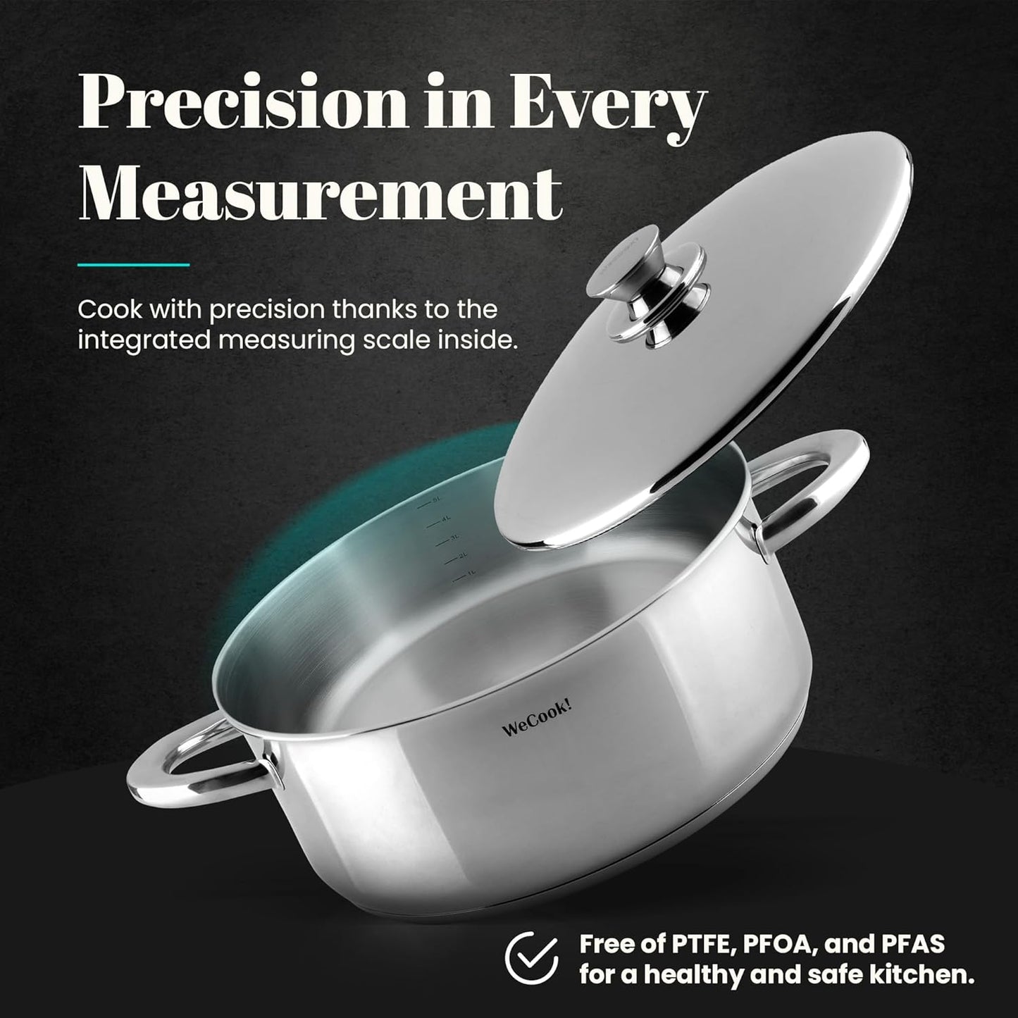 Caçarola com tampa de aço INOX 30 cm, WECOOK! PRO