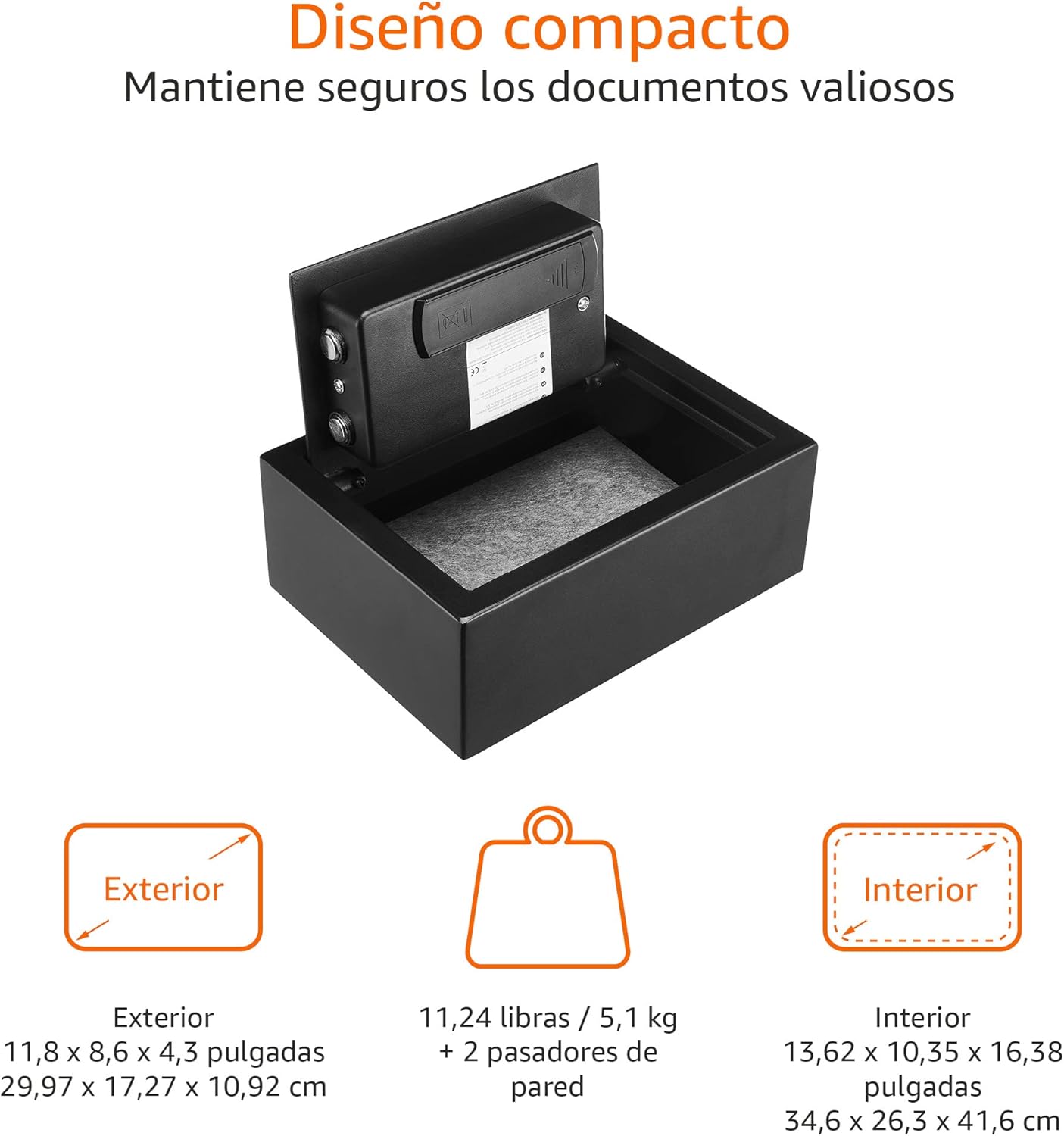 Amazon Basics Caixa de segurança de secretária, pequena e fina