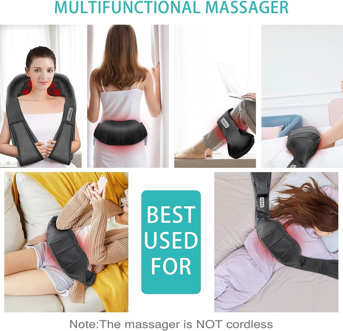 AERLANG Massajador cervical e costas com calor relaxante, massajador no pescoço, ombros e costas para dor e relaxamento, presente para mulheres, homens, mãe e pai (não é sem fio)