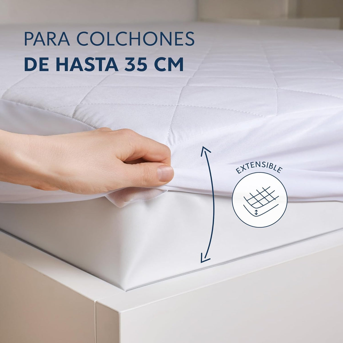 Capa de colchão 160x200 Acolchoado - Aba de até 40 cm com Borracha Elástica na Borda - Protetor de colchão 160x200 - Oeko Tex e Respirável - Não Impermeável |