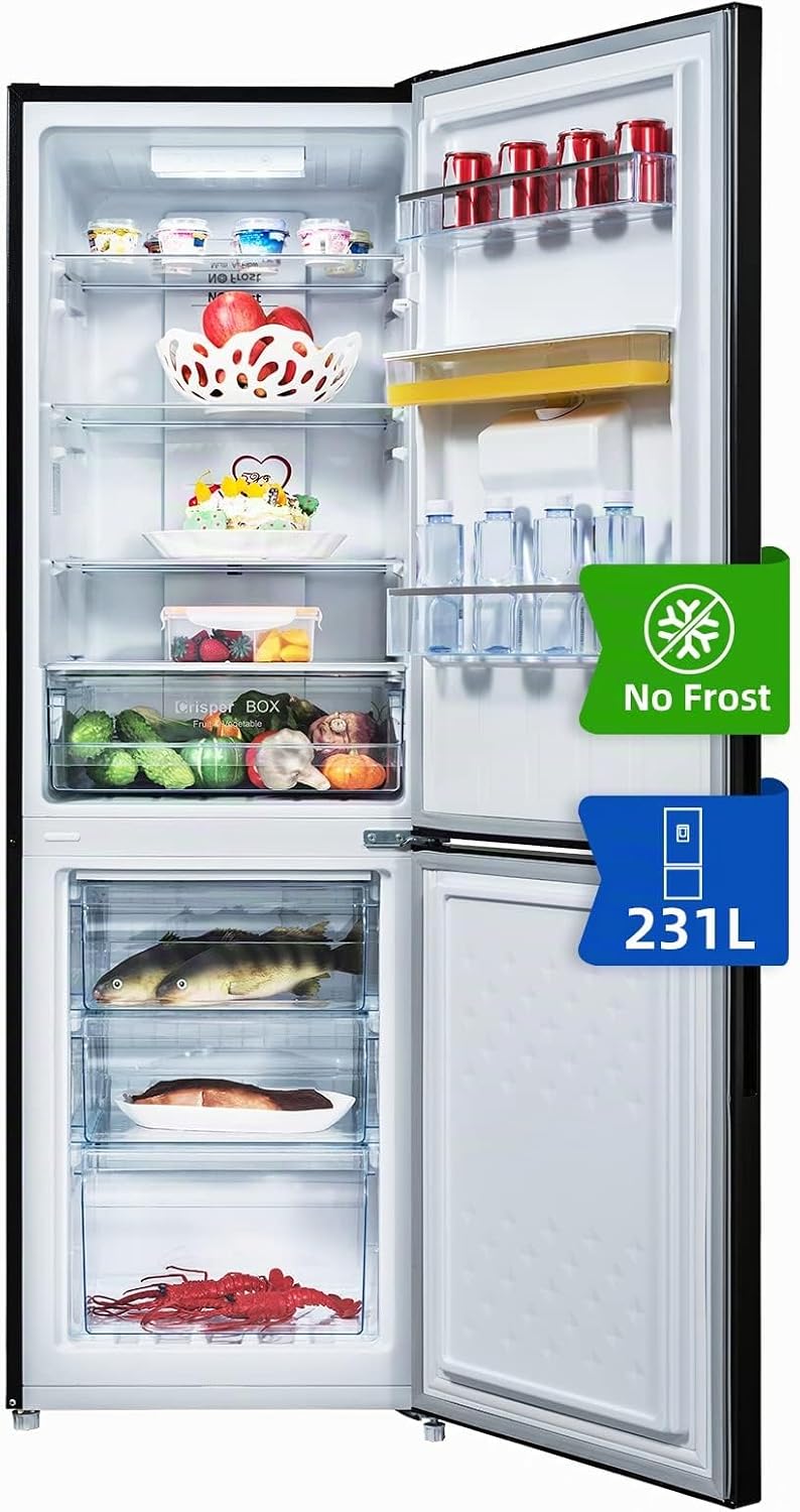 CHiQ FBM228NE4DE frigorífico independente com congelador, combinação de frigorífico e congelador 231 l, sem geada, fluxo de ar múltiplo, dispensador de água, 170 cm de altura [Classe energética E]