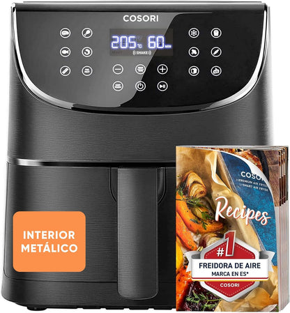 Cosori Fritadeira de Ar 5,5L Interior Metálico Real, Fritadeira de Ar Design Antioxidante, Tecnologia de Aquecimento