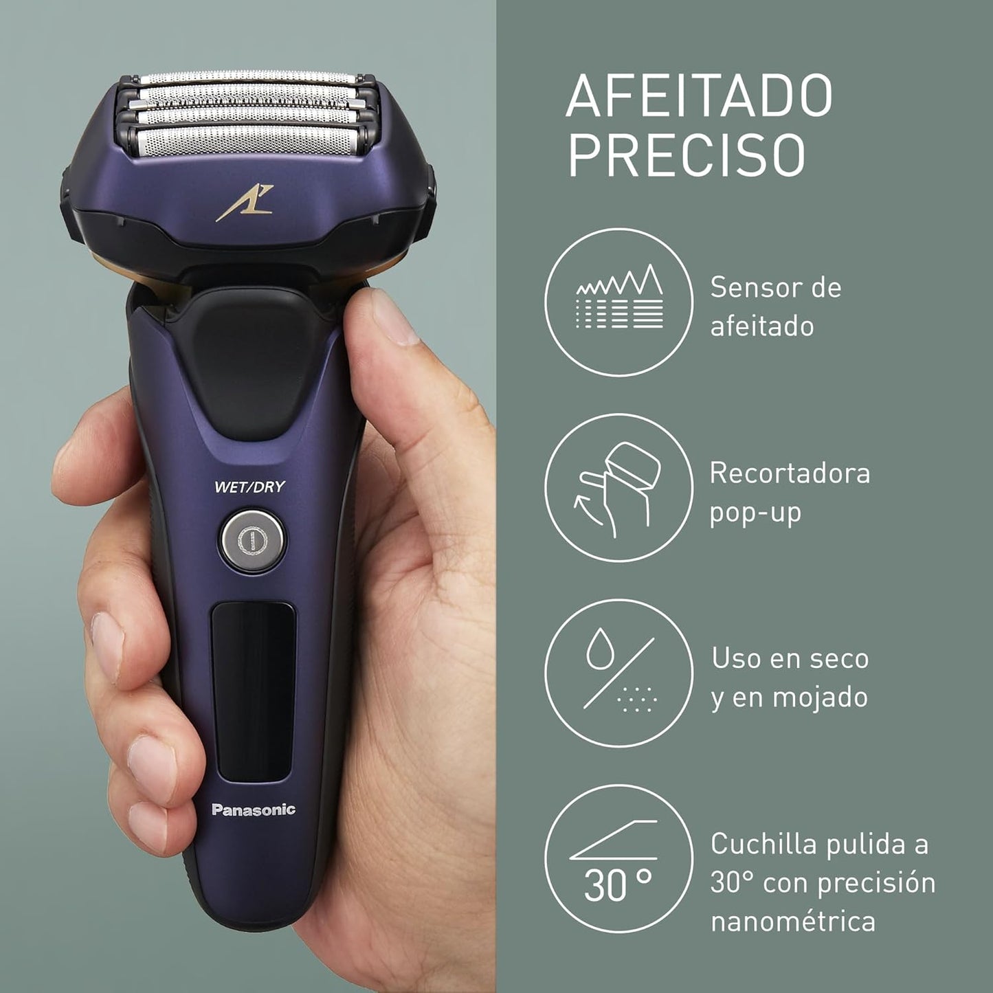 Panasonic Série 800 ES-LV67 Máquina de barbear premium (Motor ultrarrápido, 5 lâminas de precisão nanométrica, cabeça multiflexível com 16 direções