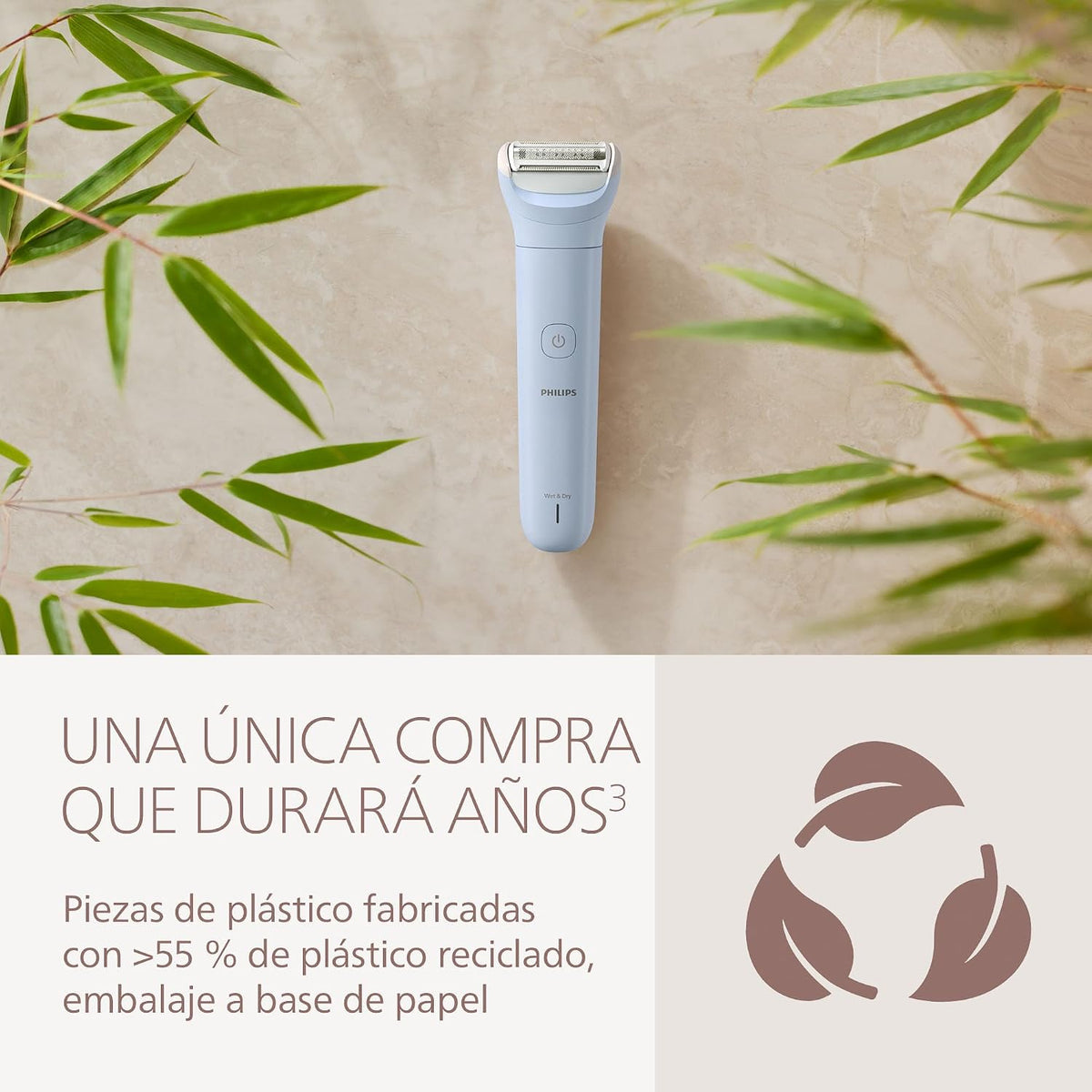 Philips Série 6000 - Máquina de barbear sem fio para uso a seco e molhado, sistema de 3 lâminas, para as pernas e o corpo, 80 minutos de autonomia, Modelo BRL127/00