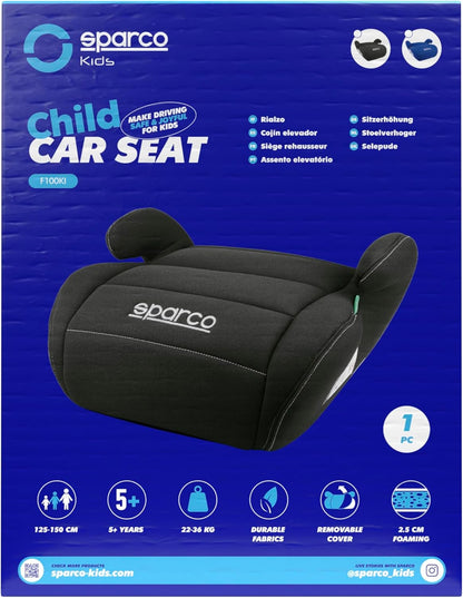 Sparco Elevador infantil de assento de carro preto i-Size para meninos e meninas.