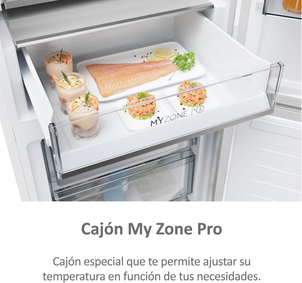 Haier 2D 60 Series 5 Pro HDPW5618DNPW - Frigorífico Combinado, WIFI, Funções Inteligentes, 352L, My Zone, Gaveta Zone de Humidade, Total No Frost, Largura 59,5cm, Motor Inverter, Luz LED, Branco [Classe energética D]