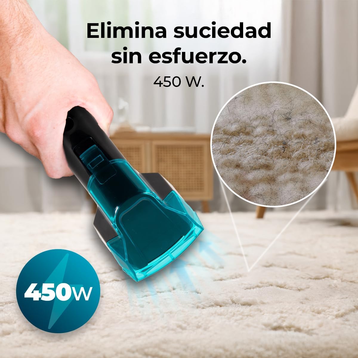 Cecotec Aspirador Limpador de Estofos e Tapetes com Cabo Compacto Conga 3000 Carpet&Spot Clean X-Treme. 450W, 13kPa, Depósito de Água Limpa 1000ml e Água Suja 550ml, Spray Pulverizador
